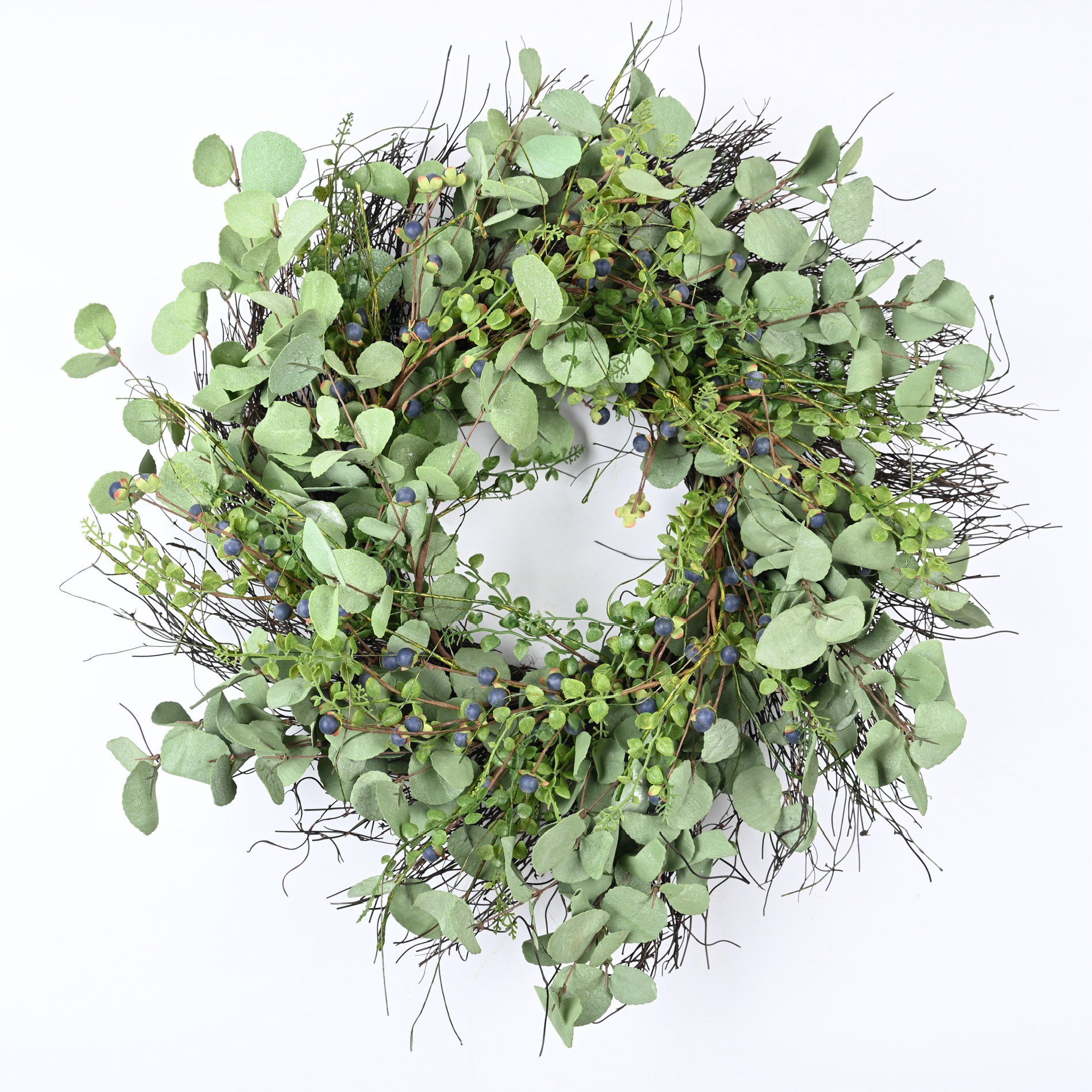 The Holiday Aisle® 24" Spring Summer Eucalyptus Berry Wreath For Front